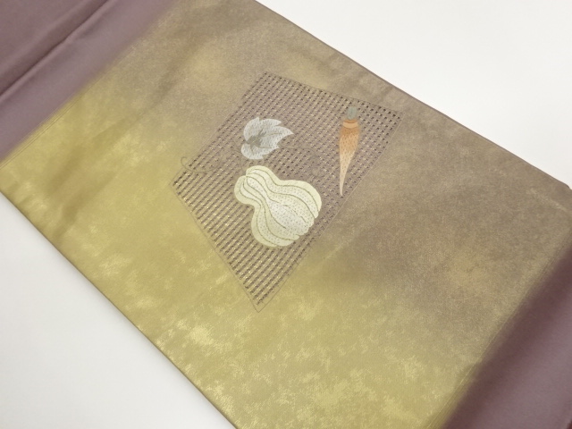 JAPANESE NAGOYA OBI / EMBROIDERY / GOURD